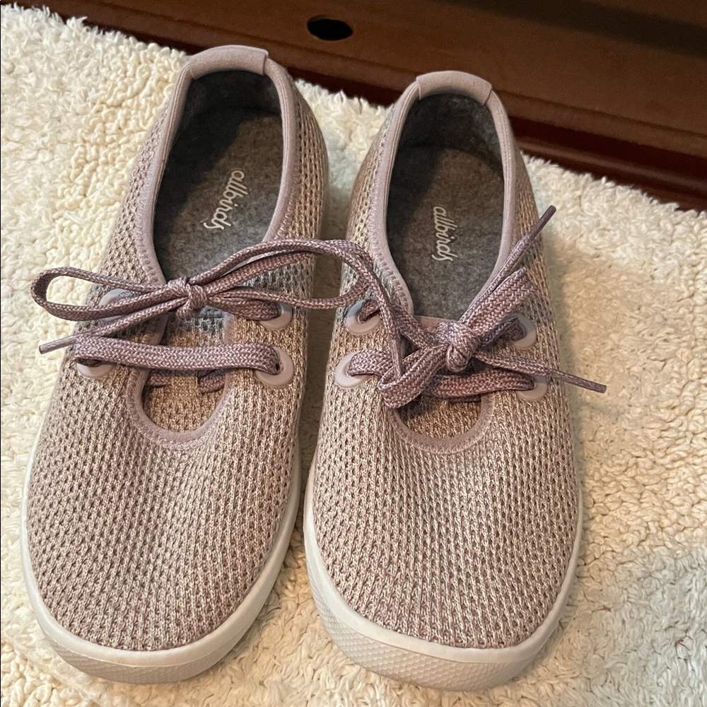allbirds Women's Dusty Gray with touch of lavender Knit Lace-Up Sneakers